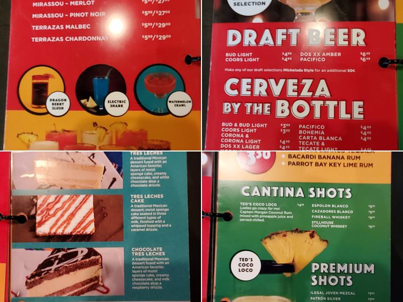 Ted's Café Escondido Menu