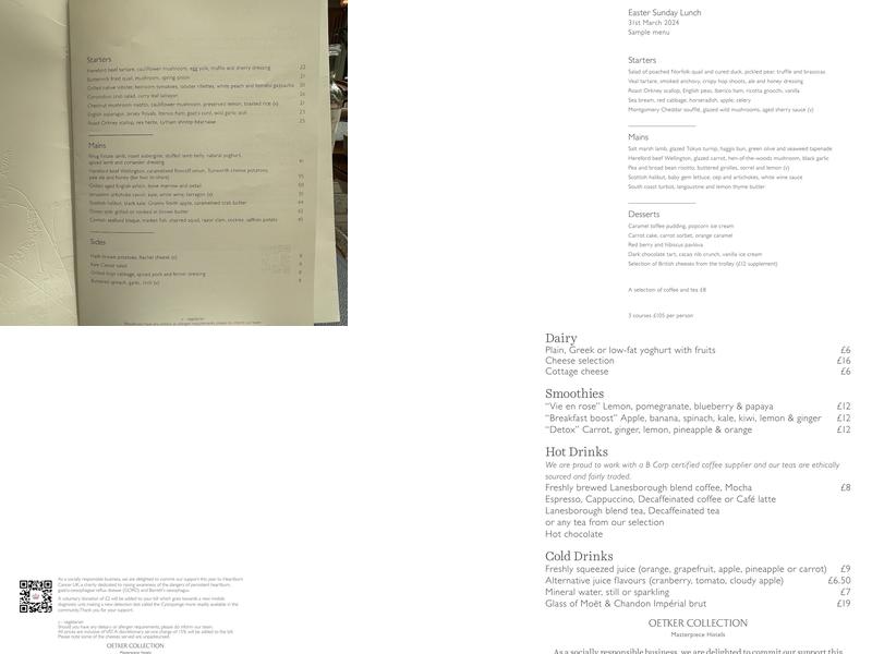 The Lanesborough Grill Menu