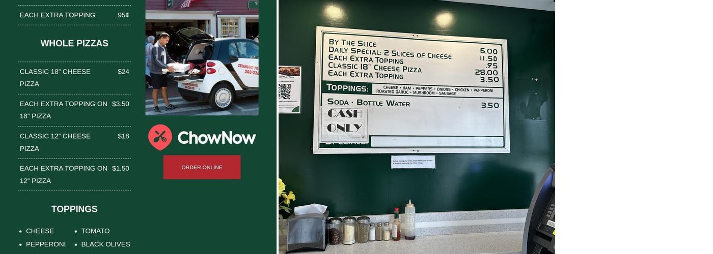 Steamboat Wharf Pizza Menu