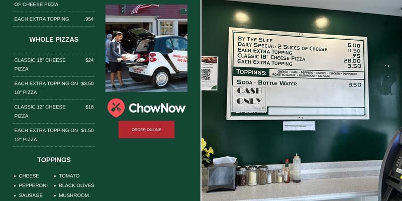 Steamboat Wharf Pizza Menu