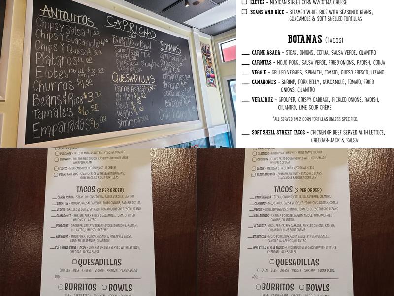 Capricho Menu