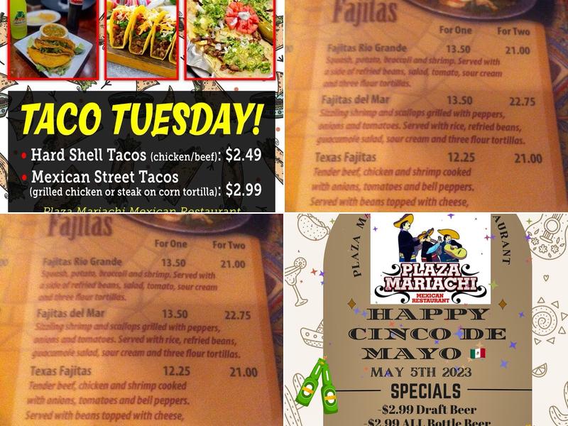 Plaza Mariachi Menu