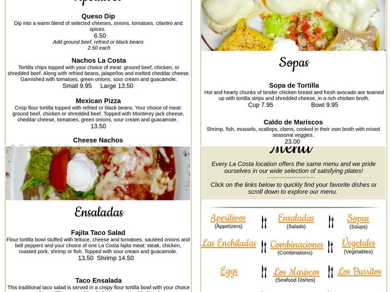 La Costa Menu