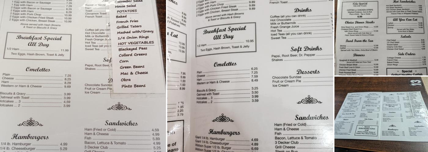 Curtis Watson's Catfish Restaurant Menu