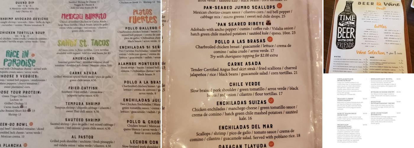 Si! Señor Modern Mex Menu