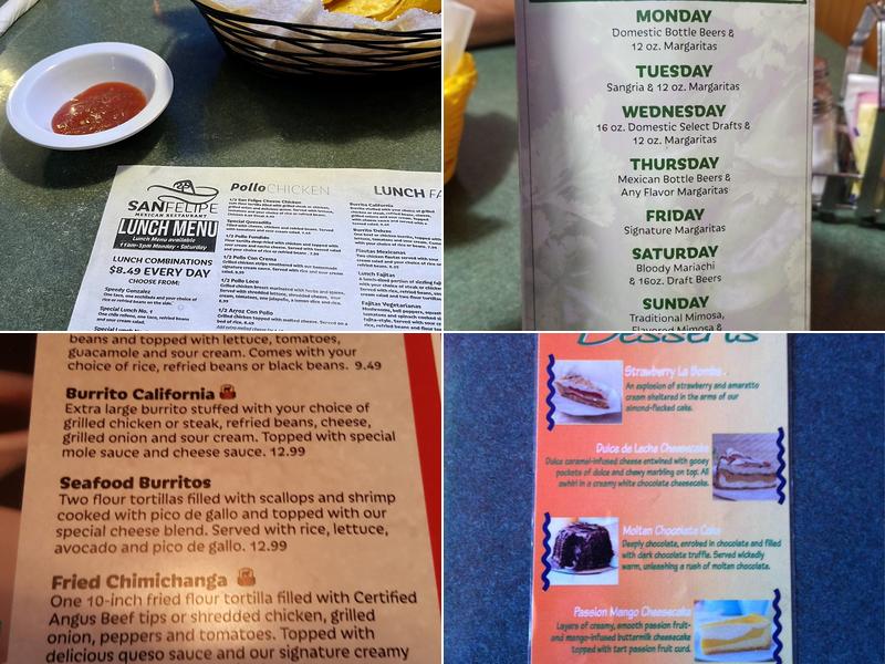 San Felipe Mexican Restaurant Menu