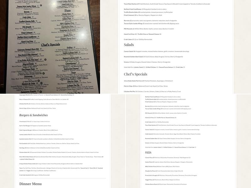 Rockfish Menu