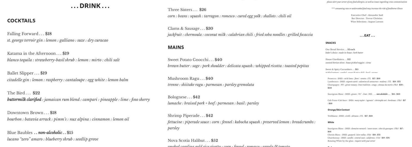 The Covington Restaurant Menu