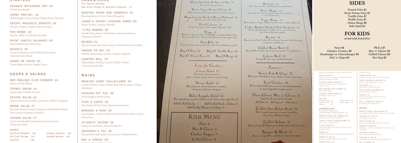 The Newes From America Menu