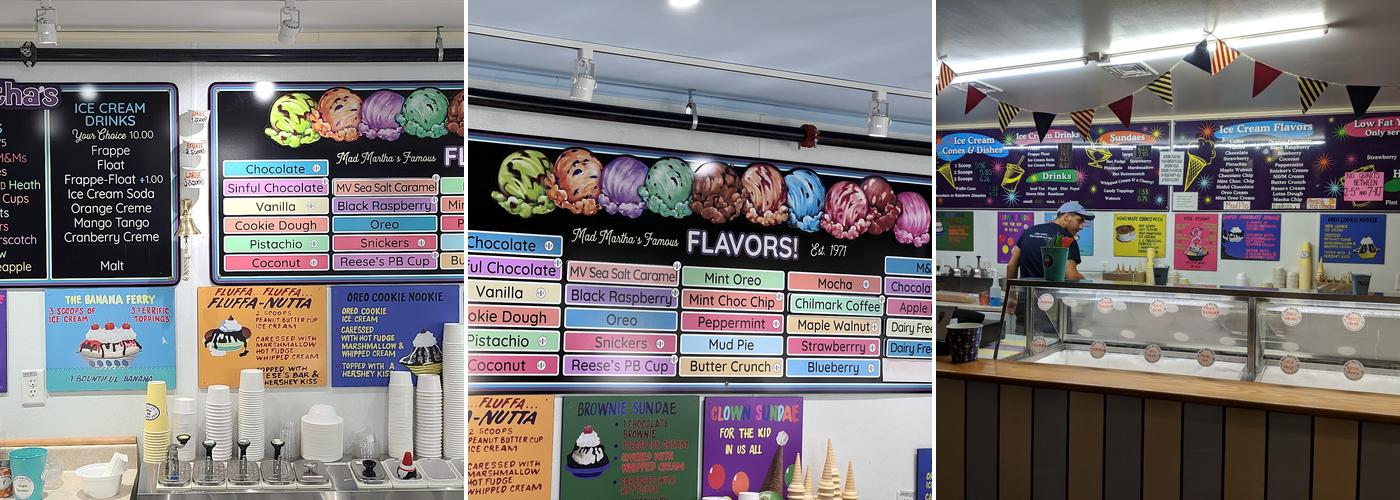 Mad Martha's Homemade Ice Cream Menu