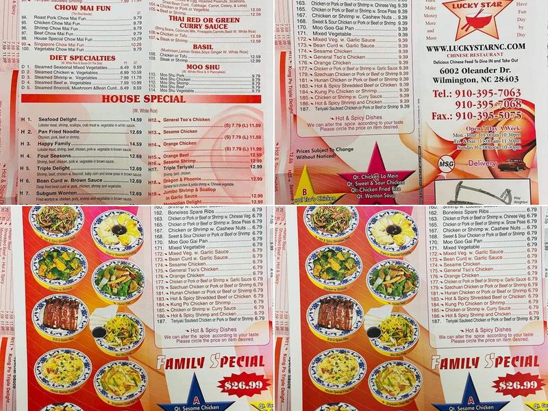 Lucky Star Chinese Food Menu