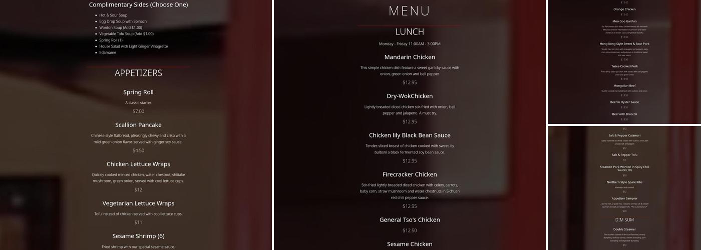 Double Happiness Chinese Restaurant Menu