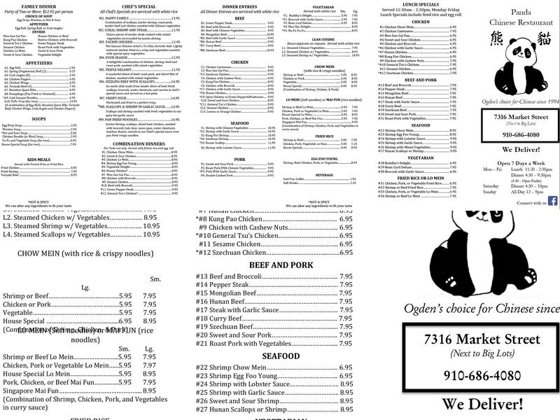 Panda Chinese Restaurant Menu