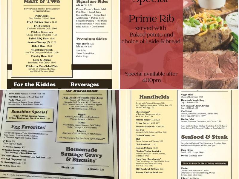 Ruth's Kitchen Menu