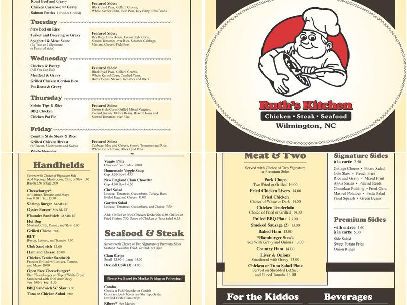 Ruth's Kitchen Menu
