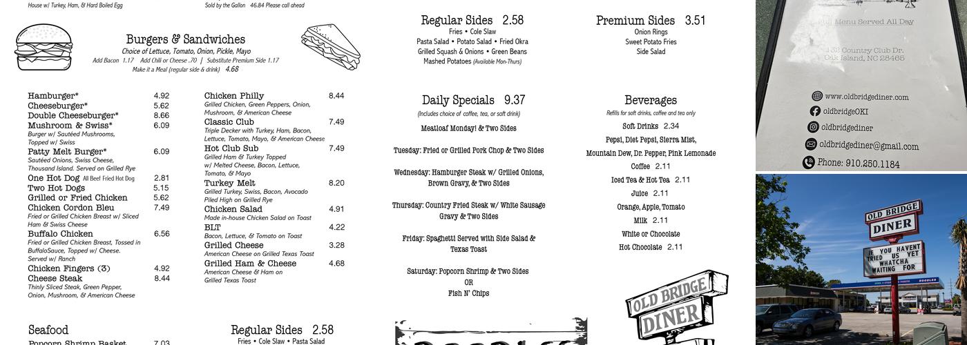 Old Bridge Diner Menu