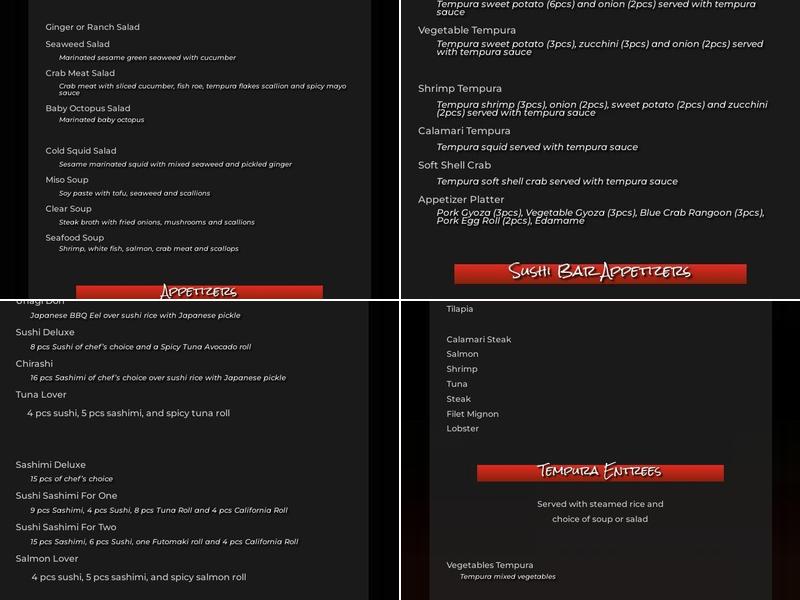 Nikki's Steakhouse & Sushi Bar @ Military Cutoff Rd Menu