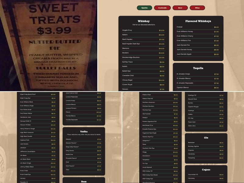 Whiskey Trail at The Creek Menu