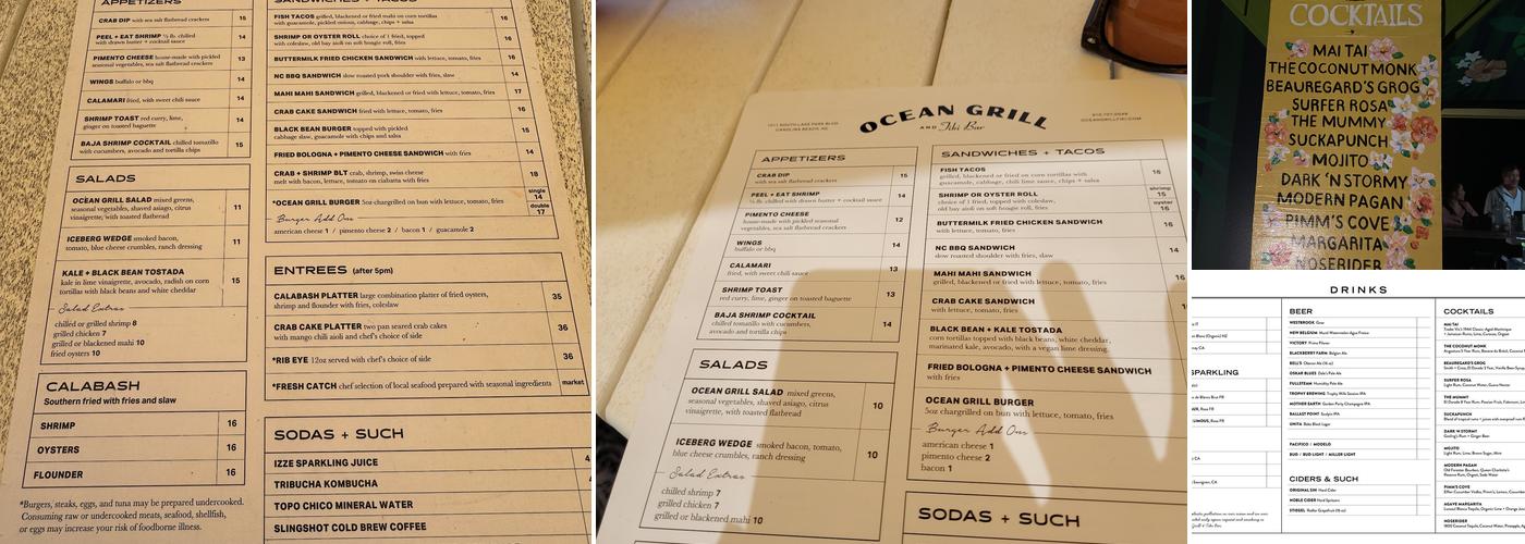 Ocean Grill & Tiki Bar Menu
