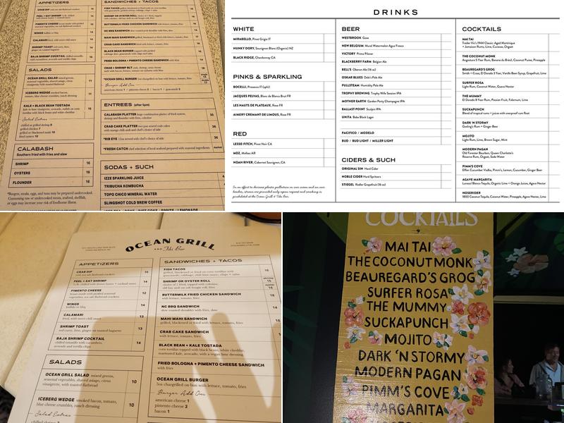 Ocean Grill & Tiki Bar Menu