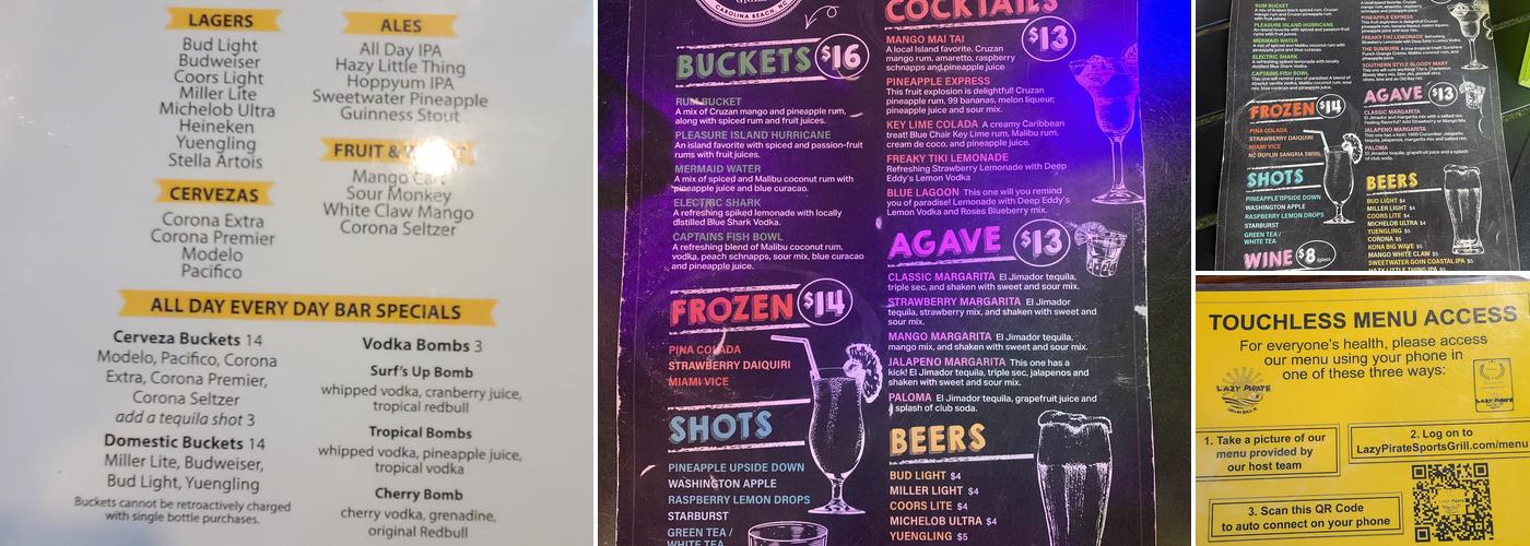 Lazy Pirate Sports Grill and Axe Throwing Menu