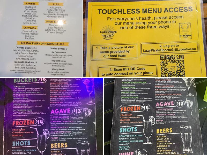 Lazy Pirate Sports Grill and Axe Throwing Menu
