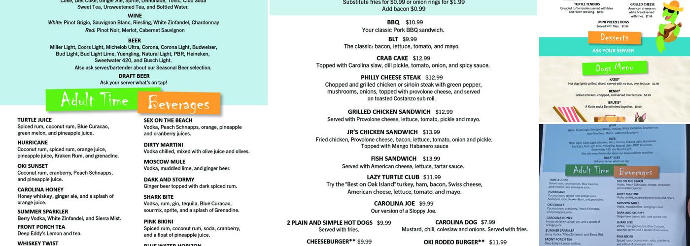 Lazy Turtle Bar & Grill Menu