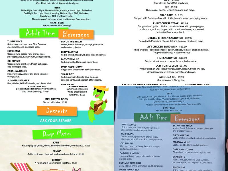 Lazy Turtle Bar & Grill Menu