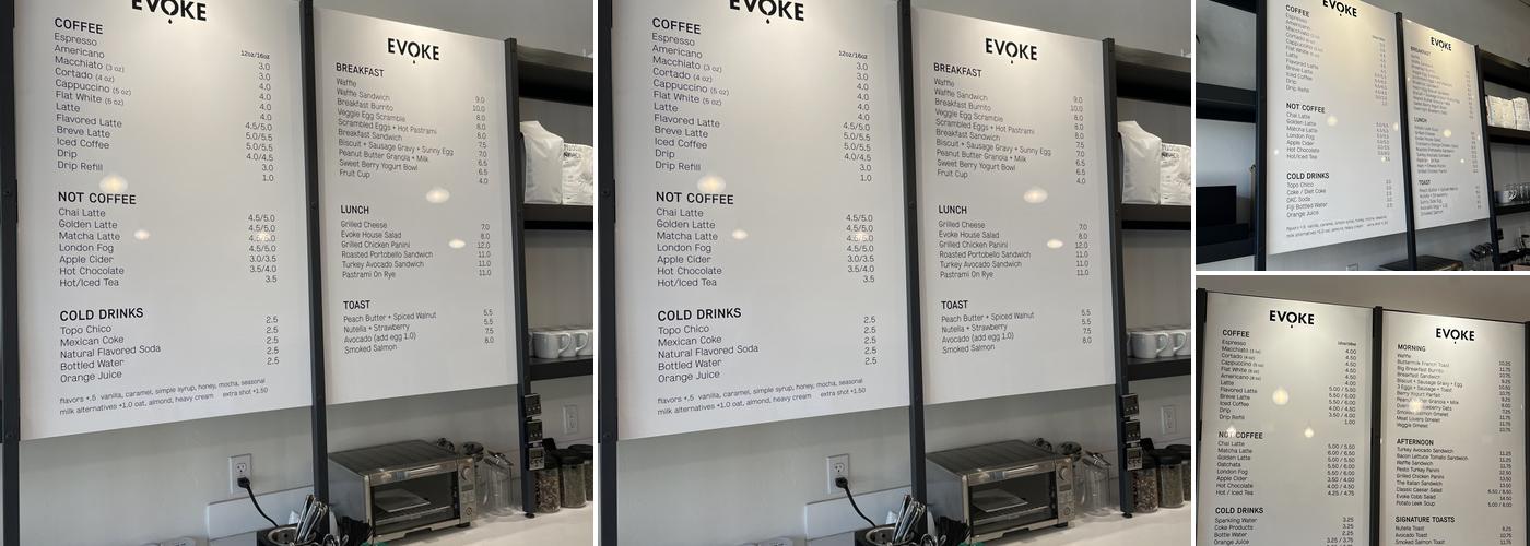 Café Evoke Menu