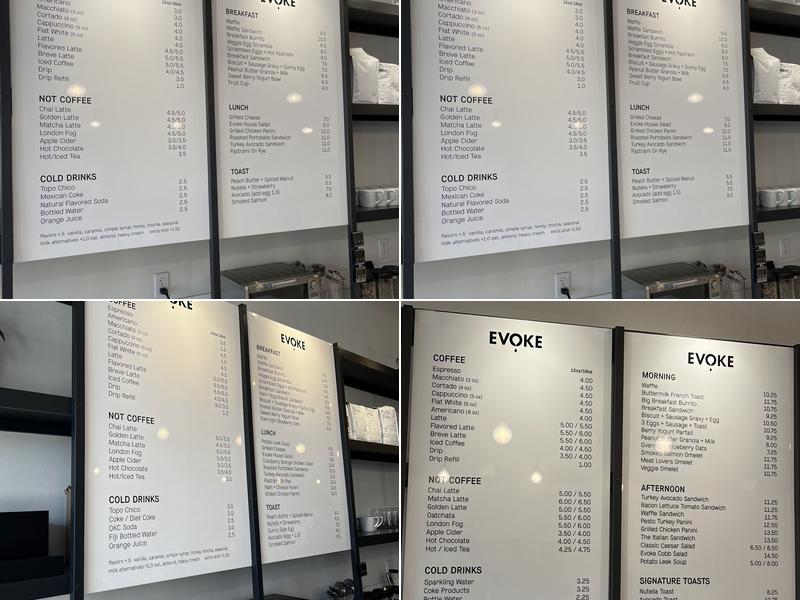 Café Evoke Menu