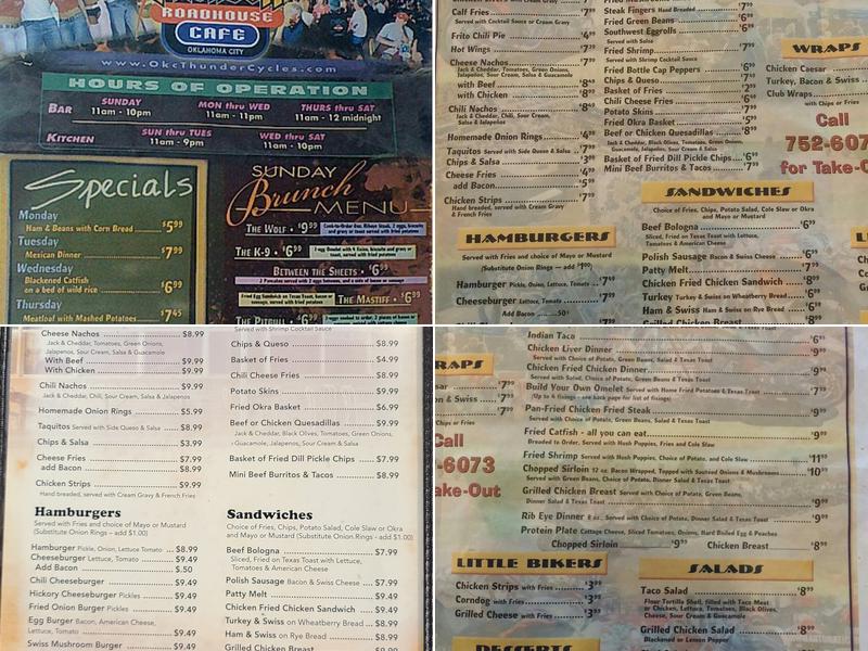 Thunder Roadhouse Cafe Menu