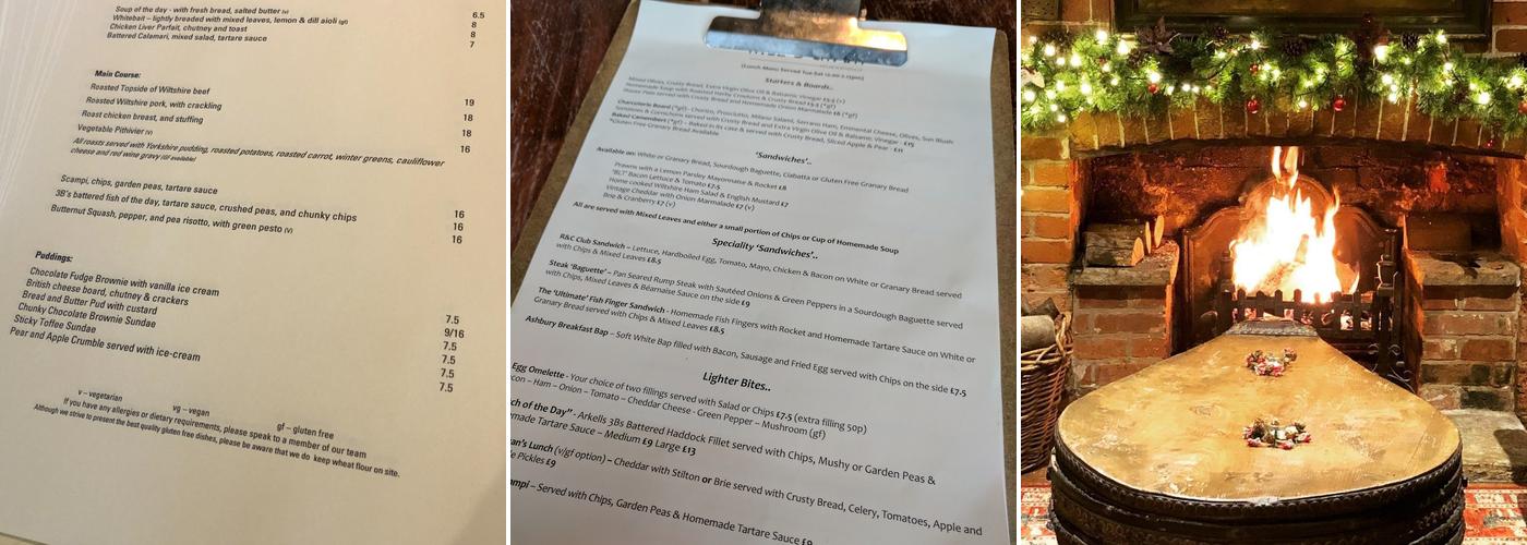 The Rose and Crown, Ashbury Menu