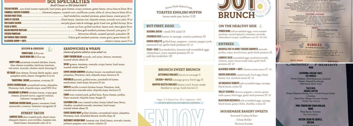 Cafe 501 Classen Curve Menu