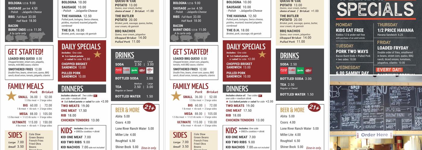 Texlahoma BBQ Menu