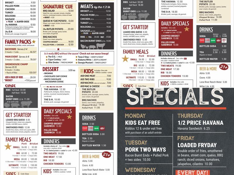 Texlahoma BBQ Menu