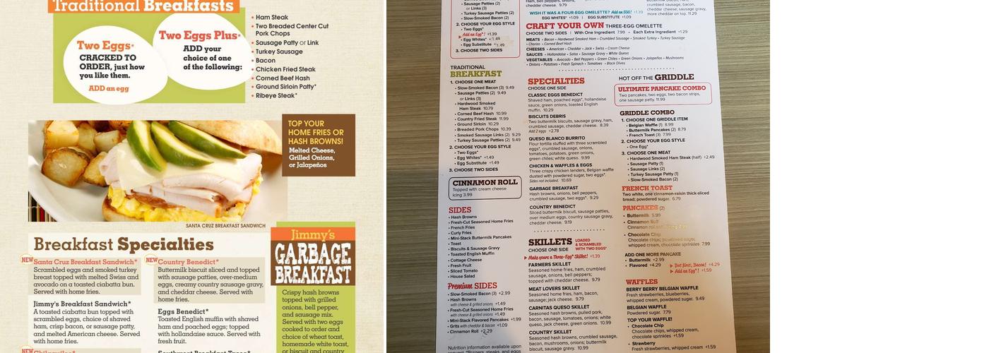 Jimmy's Egg Menu