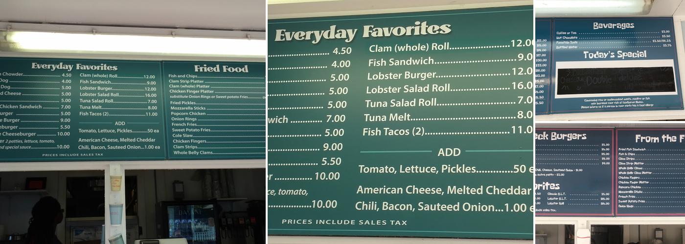 Quarterdeck Restaurant Menu