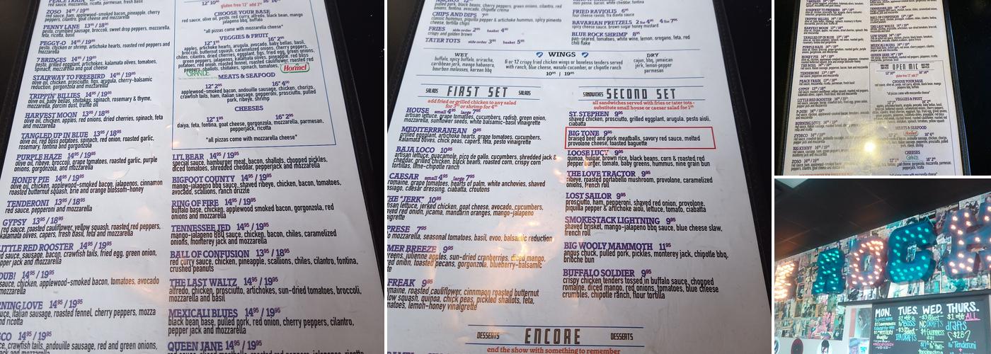 Blue Rock Pizza And Tap Menu