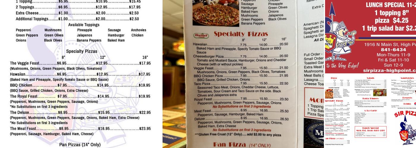 Sir Pizza Menu