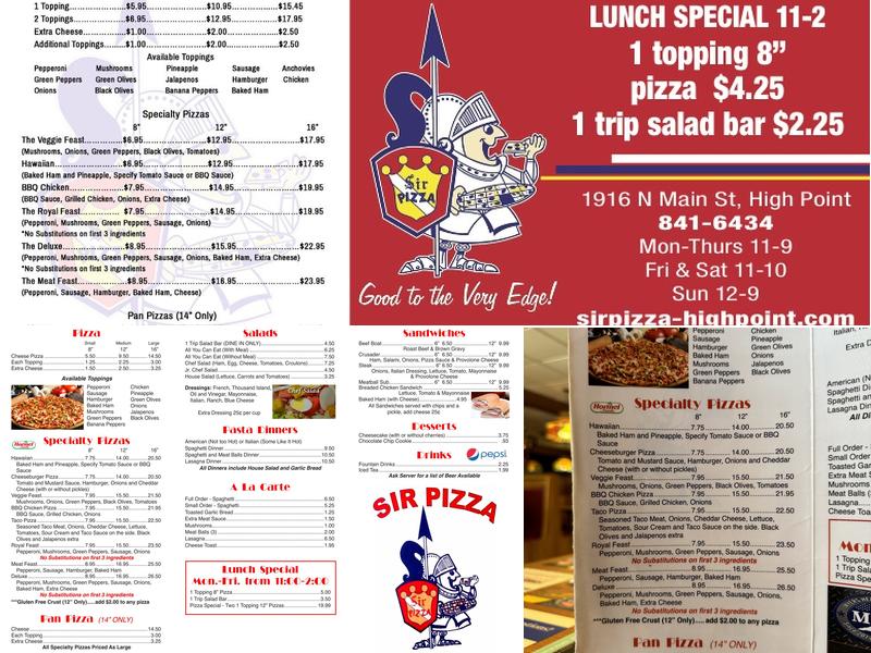 Sir Pizza Menu