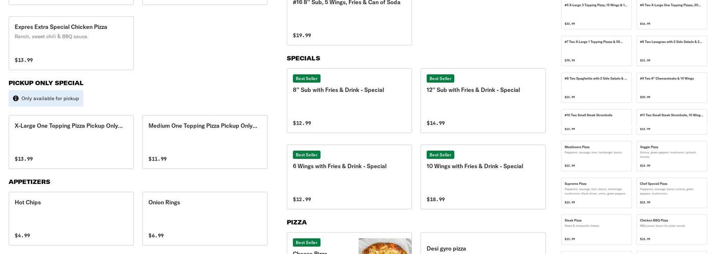 Express Pizza Menu