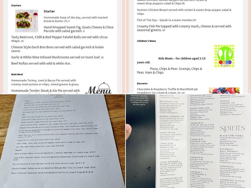 The Rose & Crown & Guesthouse Menu