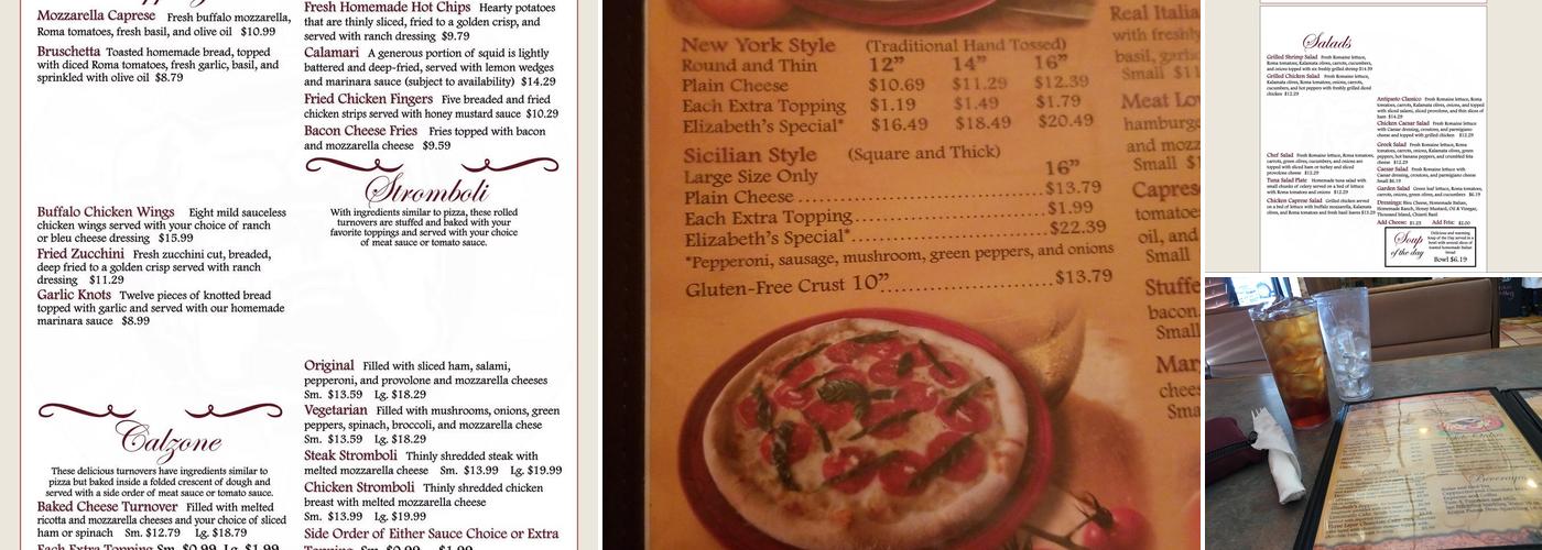 Elizabeth's Pizza Menu