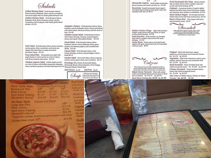 Elizabeth's Pizza Menu