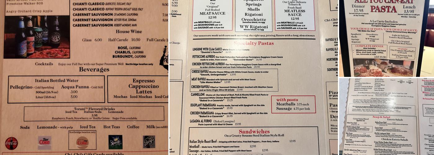 Chi-Chi's Pizza Menu