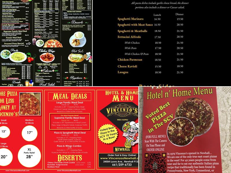 Vincenzo's Pizza Newhall Menu