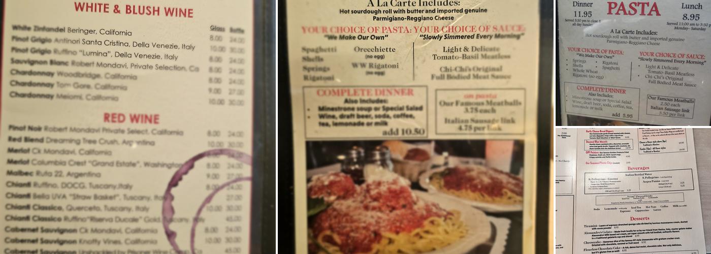 Chi-Chi's Pizza Menu