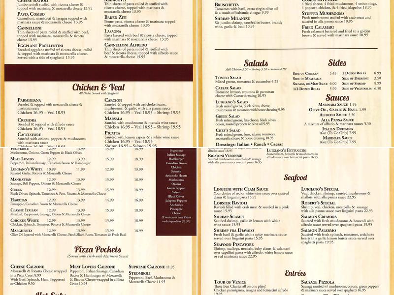Luigiano's Menu