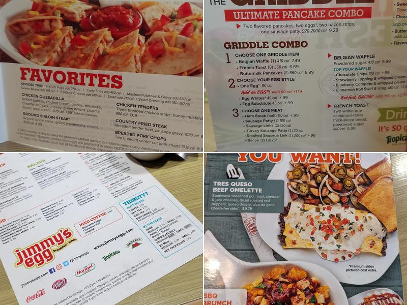 Jimmy's Egg Menu