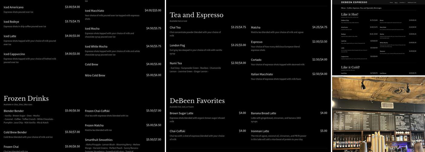 DeBeen Espresso Menu